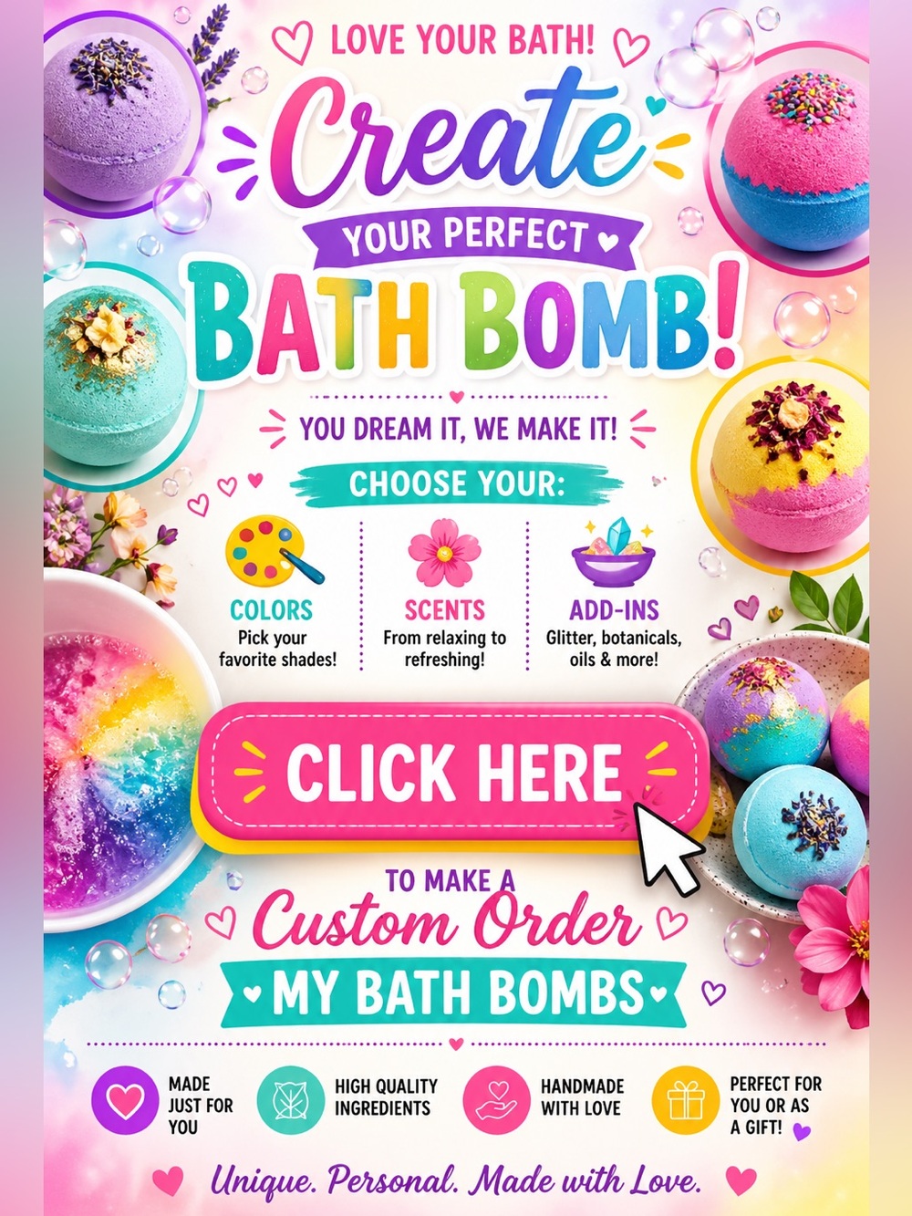 Hand crafted Customizable hand crafted bath bombs